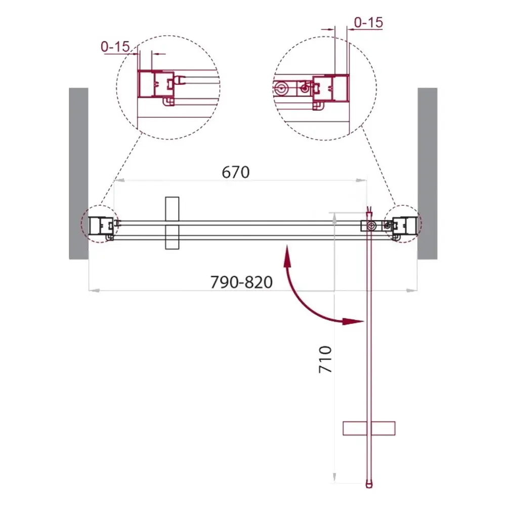Фото 4 Душевая дверь Belbagno MARMI-B-1-80-C-Cr 80см эффект стекла прозрачный распашной Фото 4 Душевая дверь Belbagno MARMI-B-1-80-C-Cr 80см эффект стекла прозрачный распашной