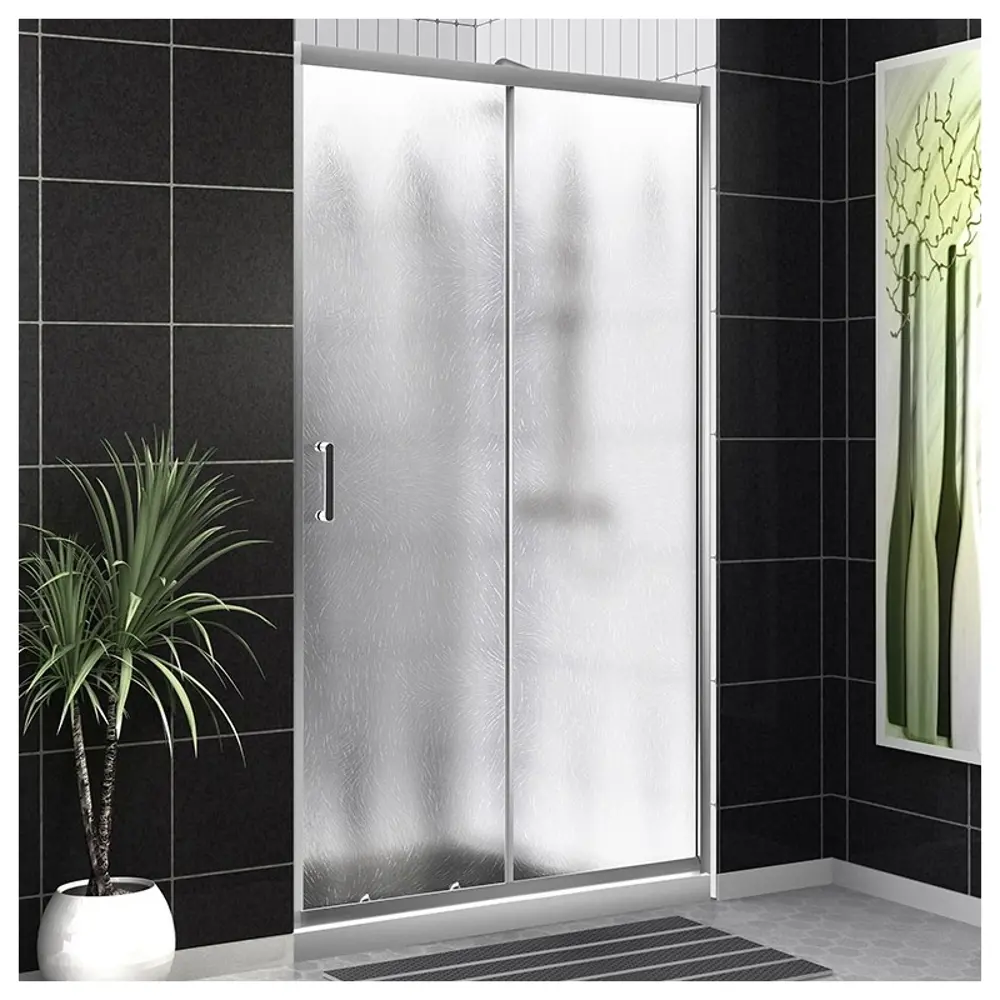 Фото Душевая дверь Belbagno UNO-195-BF-1-120-CH-CR 121.2см эффект стекла рифленый раздвижной Фото Душевая дверь Belbagno UNO-195-BF-1-120-CH-CR 121.2см эффект стекла рифленый раздвижной