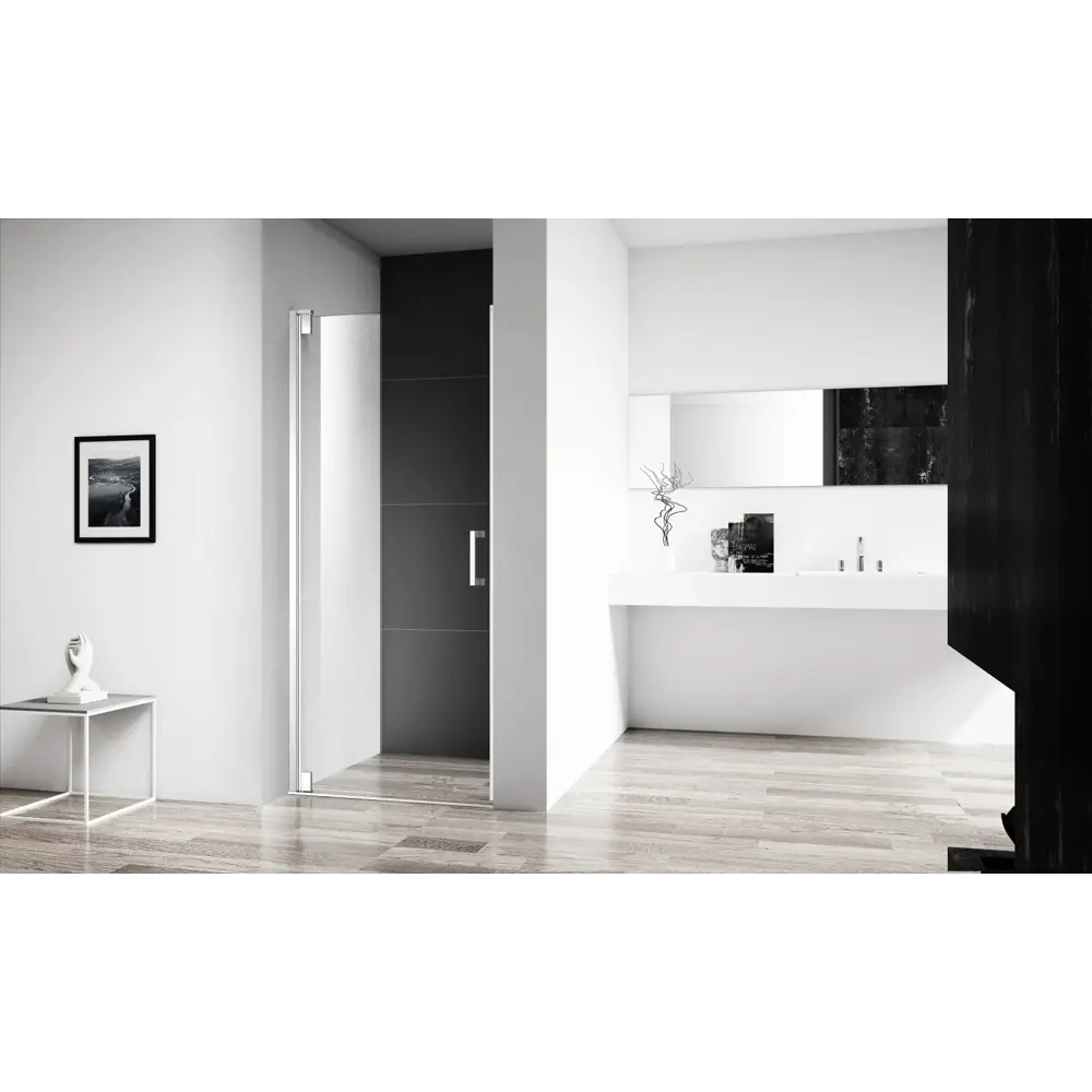 Фото 2 Душевая дверь Belbagno MARMI-B-1-90-C-Cr 90см эффект стекла прозрачный распашной Фото 2 Душевая дверь Belbagno MARMI-B-1-90-C-Cr 90см эффект стекла прозрачный распашной