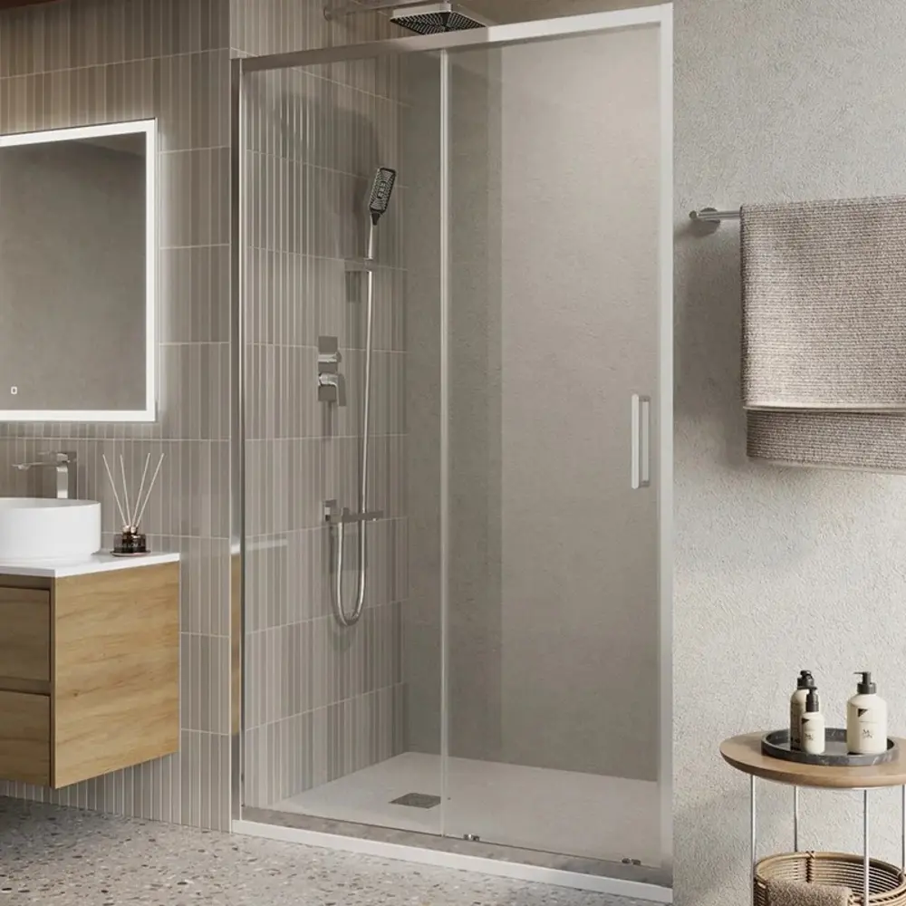 Фото Душевая дверь Belbagno LUCE-BF-1-120-C-Cr 120см эффект стекла прозрачный раздвижной Фото Душевая дверь Belbagno LUCE-BF-1-120-C-Cr 120см эффект стекла прозрачный раздвижной