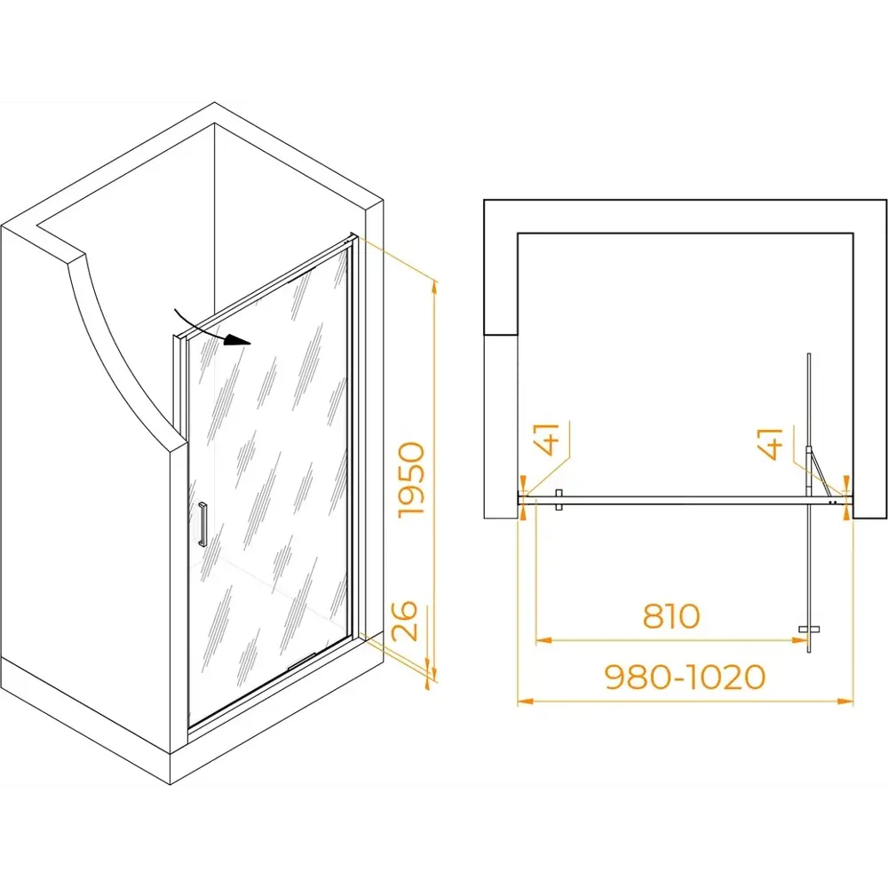 Фото 3 Душевая дверь Rgw 70320510-181 100см эффект стекла прозрачный распашной