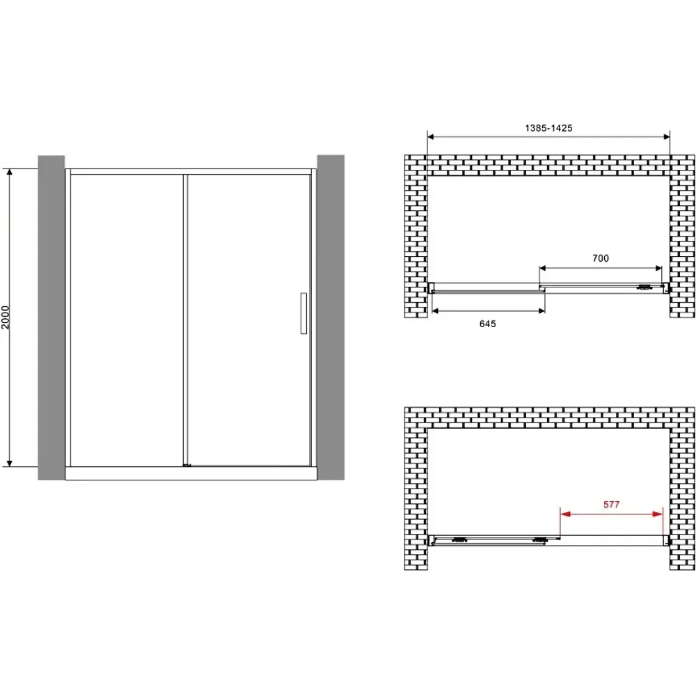 Фото 4 Душевая дверь Abber AG93140 140см эффект стекла прозрачный раздвижной профиль хром Фото 4 Душевая дверь Abber AG93140 140см эффект стекла прозрачный раздвижной профиль хром