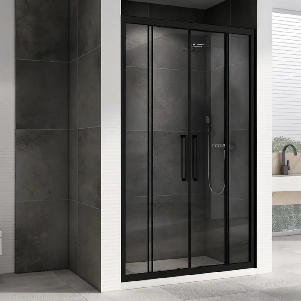 Фото Душевая дверь Abber AG33140BH 140см эффект стекла прозрачный раздвижной