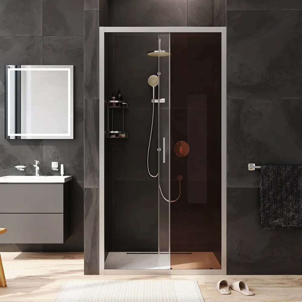 Фото 2 Душевая дверь Am.pm W90G-100-1-195MBr 100см эффект стекла прозрачный раздвижной