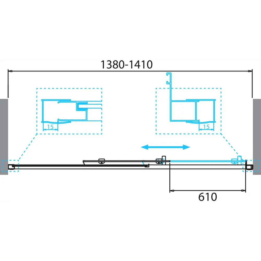 Фото 5 Душевая дверь Belbagno DUE-BF-1-140-C-Cr 141см эффект стекла прозрачный раздвижной