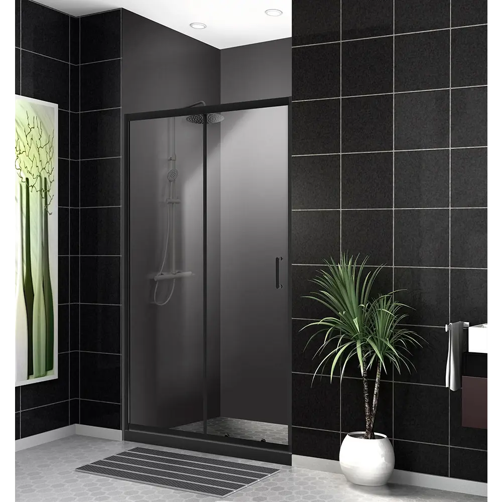 Фото 3 Душевая дверь Belbagno UNO-195-BF-1-140-C-NERO 140см эффект стекла прозрачный раздвижной профиль черный