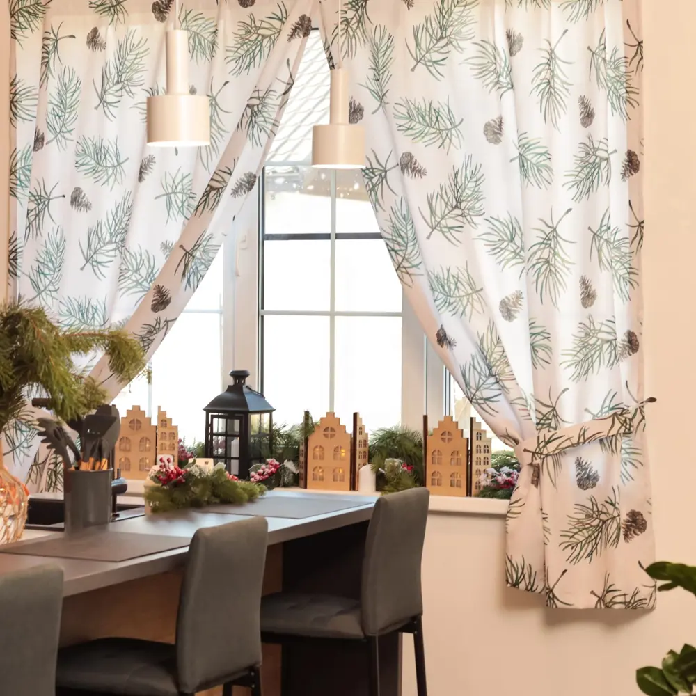 Фото 3 Комплект штор для кухни с подхватами Christmas tree габардин 145x180 см