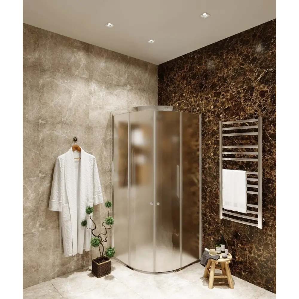 Фото 4 Душевой уголок Agger A01 137940 1/4 круга 90x90см серебристый блеск профиль эффект стекла матовый