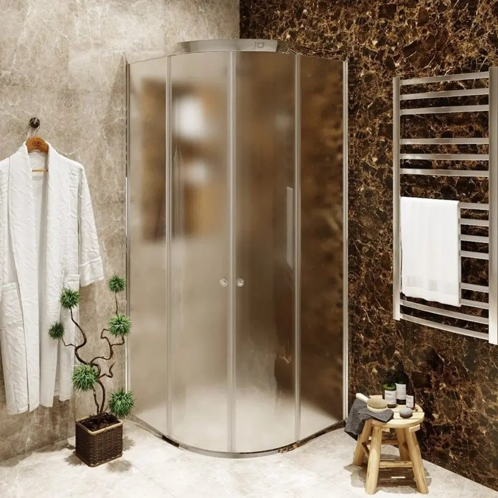 Фото 6 Душевой уголок Agger A01 137940 1/4 круга 90x90см серебристый блеск профиль эффект стекла матовый