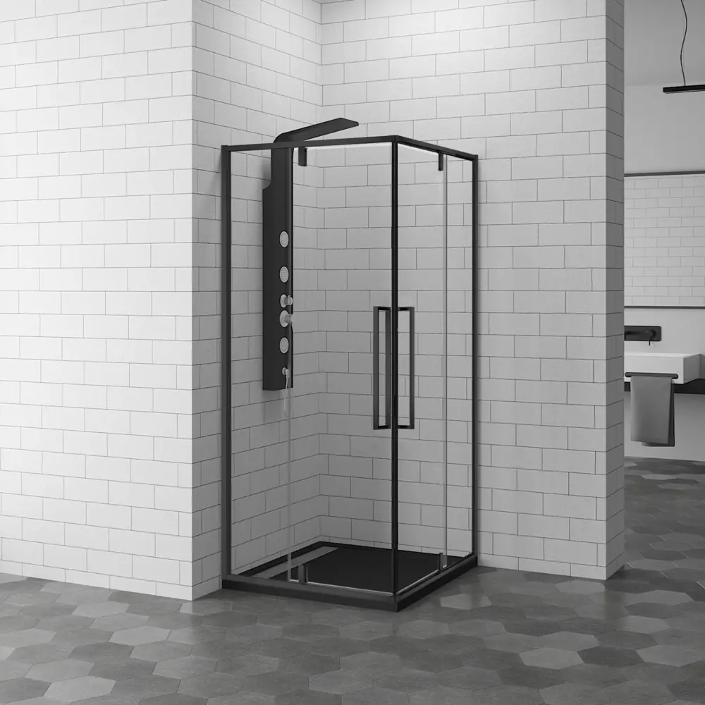 Фото 3 Душевой уголок Rgw Stilvoll 381453 квадратный 100x100см черный профиль эффект стекла прозрачный Фото 3 Душевой уголок Rgw Stilvoll 381453 квадратный 100x100см черный профиль эффект стекла прозрачный