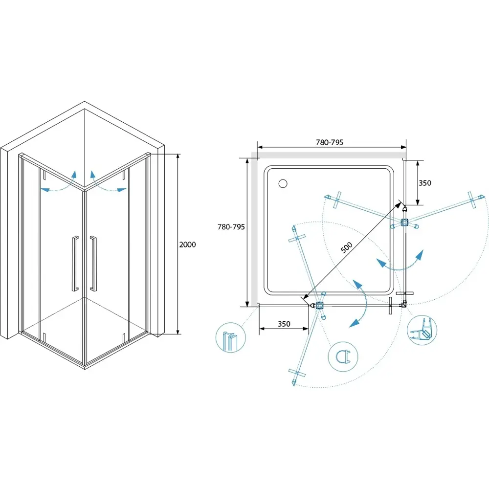Фото 5 Душевой уголок Rgw Stilvoll 381459 квадратный 80x80см серебро профиль эффект стекла прозрачный Фото 5 Душевой уголок Rgw Stilvoll 381459 квадратный 80x80см серебро профиль эффект стекла прозрачный