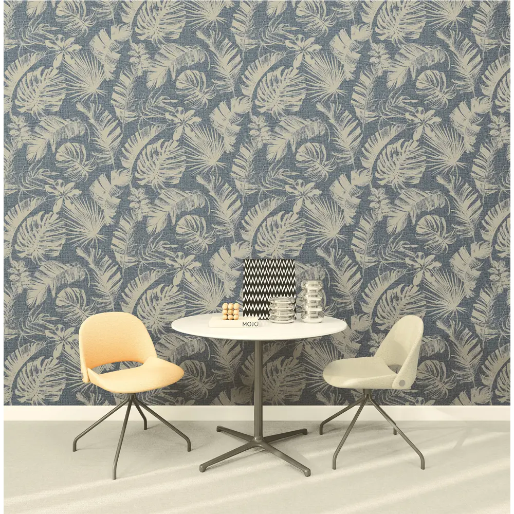 Фото 2 Обои флизелиновые Wiganford Flowers Language 1.06 м цвет синий с серебром MK65201