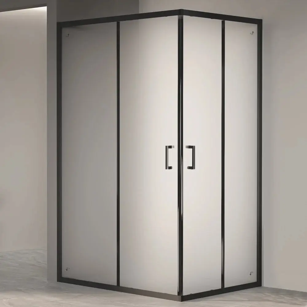 Фото Душевой уголок Rgw Passage 3508104082-24 прямоугольный 80x120см черный профиль эффект стекла матовый Фото Душевой уголок Rgw Passage 3508104082-24 прямоугольный 80x120см черный профиль эффект стекла матовый