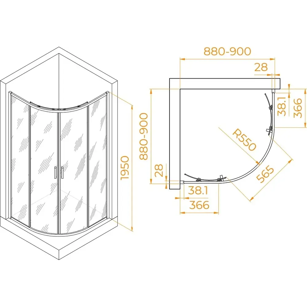 Фото 4 Душевой уголок Rgw Passage 03085299-11 1/4 круга 90x90см серебристый блеск профиль эффект стекла прозрачный Фото 4 Душевой уголок Rgw Passage 03085299-11 1/4 круга 90x90см серебристый блеск профиль эффект стекла прозрачный