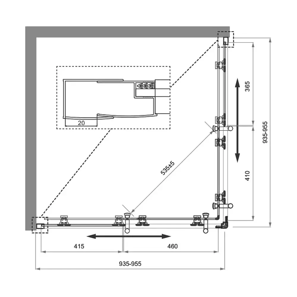 Фото 8 Душевой уголок Belbagno Uno UNO-195-A-2-95-C-Cr квадратный 95.5x95.5см серебристый блеск профиль эффект стекла прозрачный Фото 8 Душевой уголок Belbagno Uno UNO-195-A-2-95-C-Cr квадратный 95.5x95.5см серебристый блеск профиль эффект стекла прозрачный