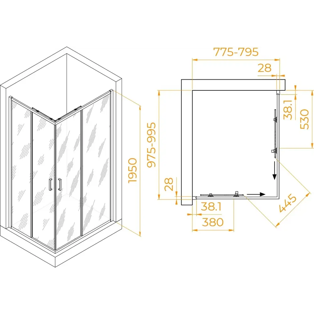Фото 4 Душевой уголок Rgw Passage 030824680-14 прямоугольный 80x100см черный профиль эффект стекла прозрачный Фото 4 Душевой уголок Rgw Passage 030824680-14 прямоугольный 80x100см черный профиль эффект стекла прозрачный