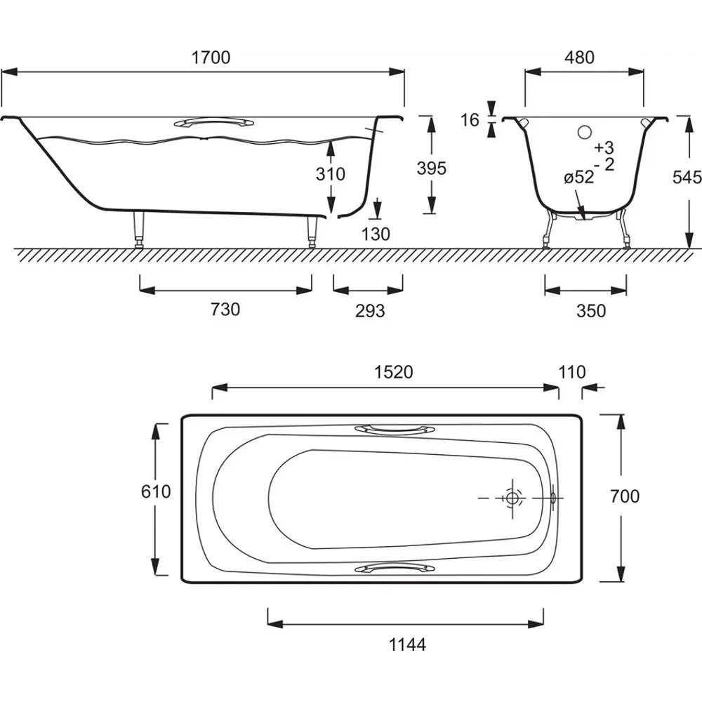 Фото 3 Ванна Jacob Delafon E2925-00 RUB чугунная 170x70см