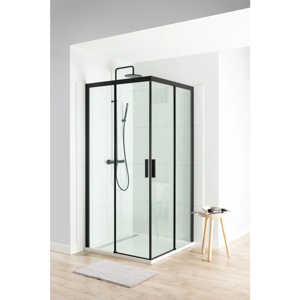 Фото 7 Душевой уголок Aquanet Pleasure AE60-S-100x100U-BT квадратный 100х100см черный профиль эффект стекла прозрачный Фото 7 Душевой уголок Aquanet Pleasure AE60-S-100x100U-BT квадратный 100х100см черный профиль эффект стекла прозрачный