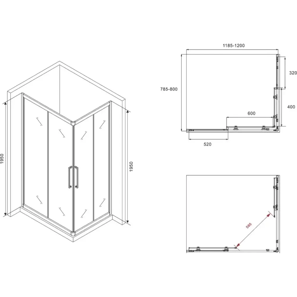 Фото 3 Душевой уголок Abber Schwarzer Diamant AG02128BH прямоугольный 120x80см черный профиль эффект стекла прозрачный Фото 3 Душевой уголок Abber Schwarzer Diamant AG02128BH прямоугольный 120x80см черный профиль эффект стекла прозрачный