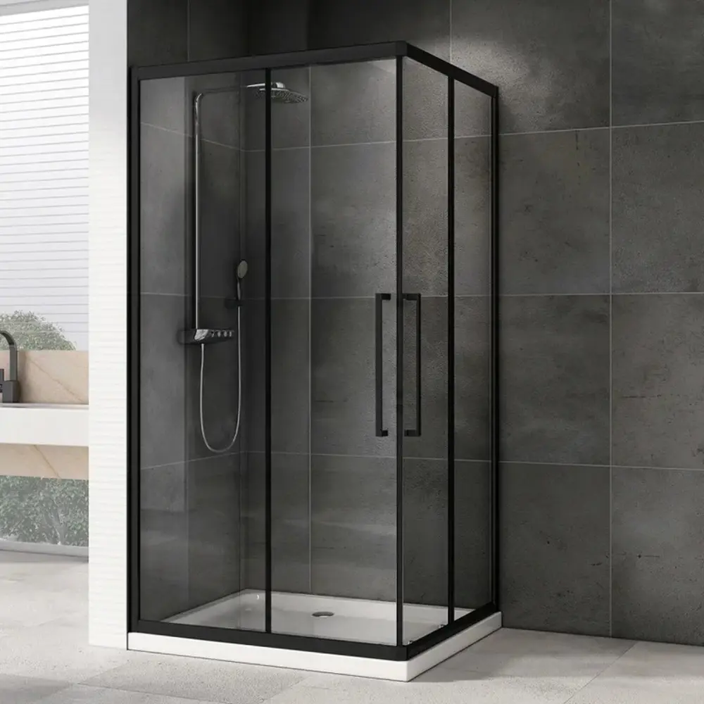 Фото Душевой уголок Abber Schwarzer Diamant AG02128BH прямоугольный 120x80см черный профиль эффект стекла прозрачный Фото Душевой уголок Abber Schwarzer Diamant AG02128BH прямоугольный 120x80см черный профиль эффект стекла прозрачный
