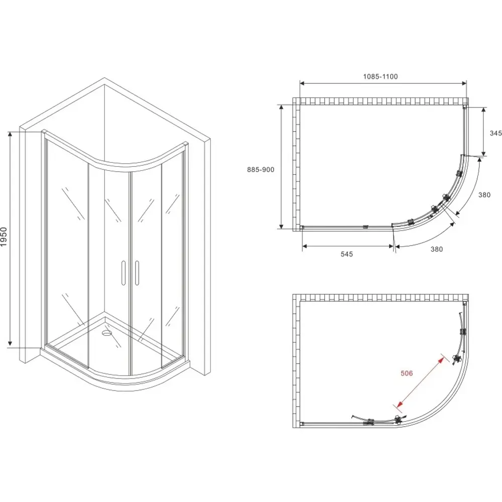 Фото 3 Душевой уголок Abber Schwarzer Diamant AG01119M многоугольный 110x90см серебристый блеск профиль эффект стекла матовый Фото 3 Душевой уголок Abber Schwarzer Diamant AG01119M многоугольный 110x90см серебристый блеск профиль эффект стекла матовый