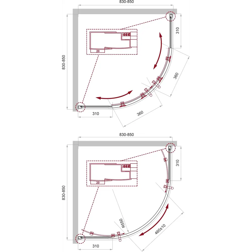 Фото 5 Душевой уголок Belbagno Uno UNO-195-R-2-85-C-Cr 1/4 круга 85x85см серебристый блеск профиль эффект стекла прозрачный 399146 Фото 5 Душевой уголок Belbagno Uno UNO-195-R-2-85-C-Cr 1/4 круга 85x85см серебристый блеск профиль эффект стекла прозрачный 399146