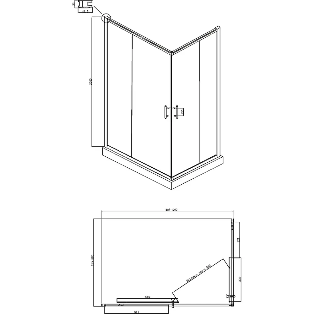 Фото 7 Душевой уголок Ambassador Kingston 14011101 прямоугольный 120x80см серебристый блеск профиль эффект стекла прозрачный 147607 Фото 7 Душевой уголок Ambassador Kingston 14011101 прямоугольный 120x80см серебристый блеск профиль эффект стекла прозрачный 147607