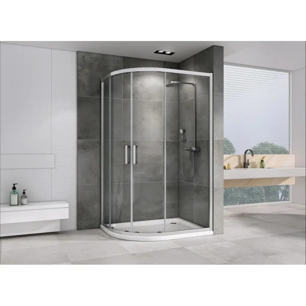 Фото 2 Душевой уголок Abber Schwarzer Diamant AG01128 многоугольный 120x80см серебристый блеск профиль эффект стекла прозрачный