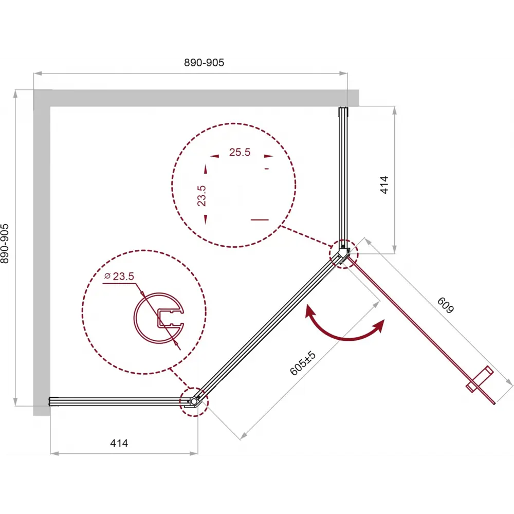 Фото 4 Душевой уголок Belbagno Uno UNO-195-P-1-90-C-Cr пятиугольный 90x90см серебристый блеск профиль эффект стекла прозрачный Фото 4 Душевой уголок Belbagno Uno UNO-195-P-1-90-C-Cr пятиугольный 90x90см серебристый блеск профиль эффект стекла прозрачный