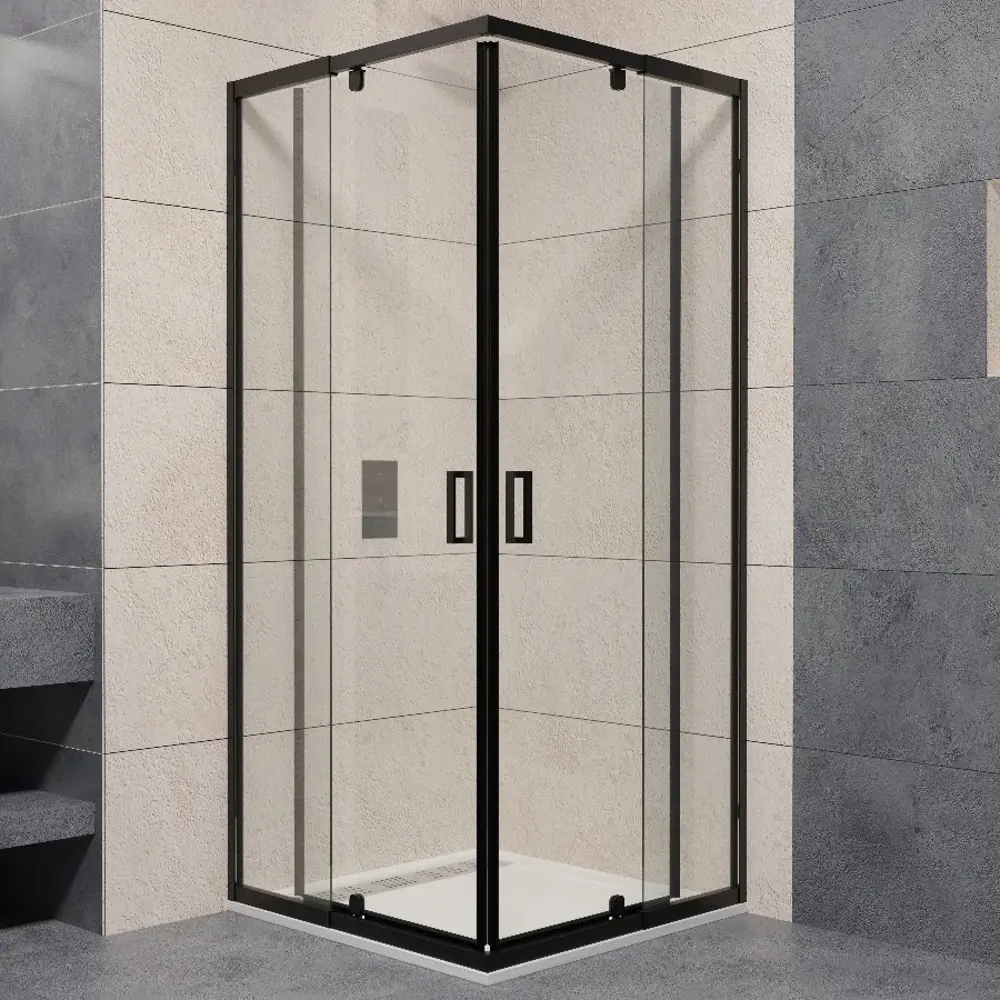 Фото Душевой уголок Rgw Passage 350803888-14 квадратный 80x80см черный профиль эффект стекла прозрачный Фото Душевой уголок Rgw Passage 350803888-14 квадратный 80x80см черный профиль эффект стекла прозрачный