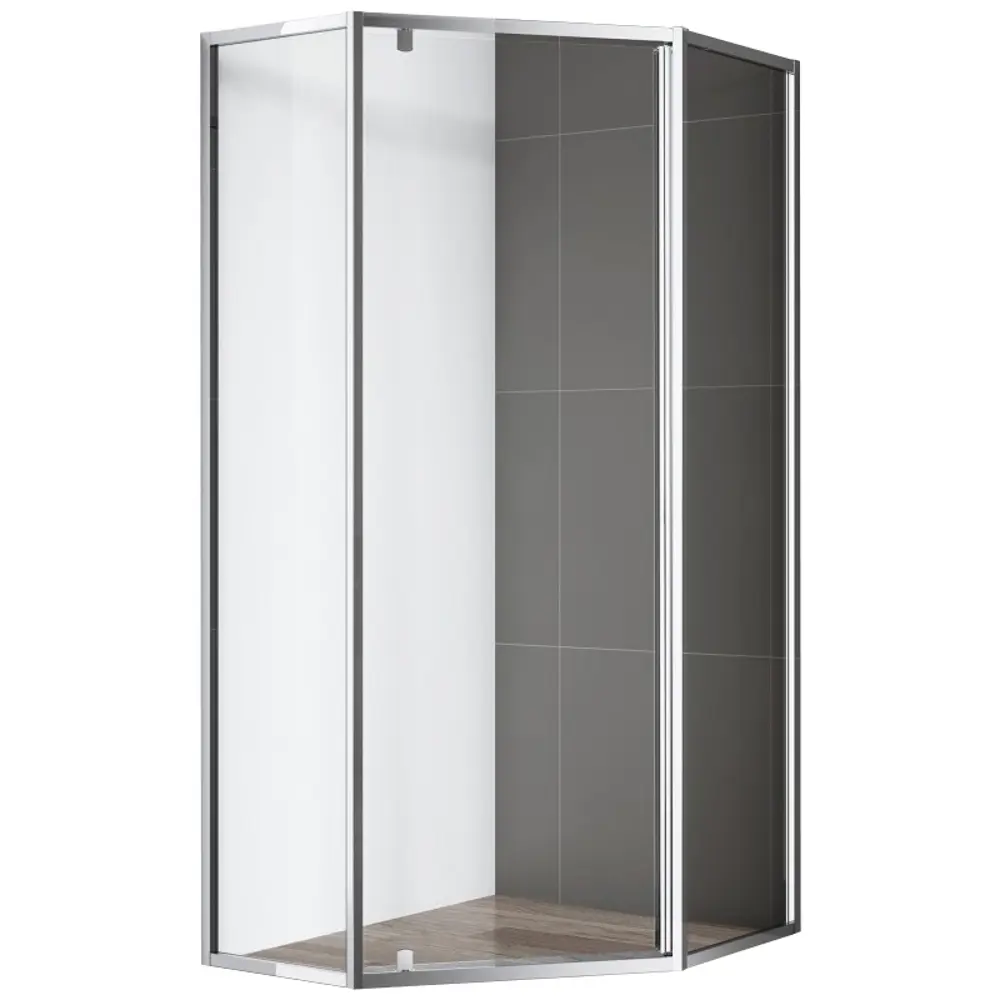 Фото Душевой уголок Cezares Eco ECO-O-P-1-90-C-Cr пятиугольный 90x90см серебристый блеск профиль эффект стекла прозрачный