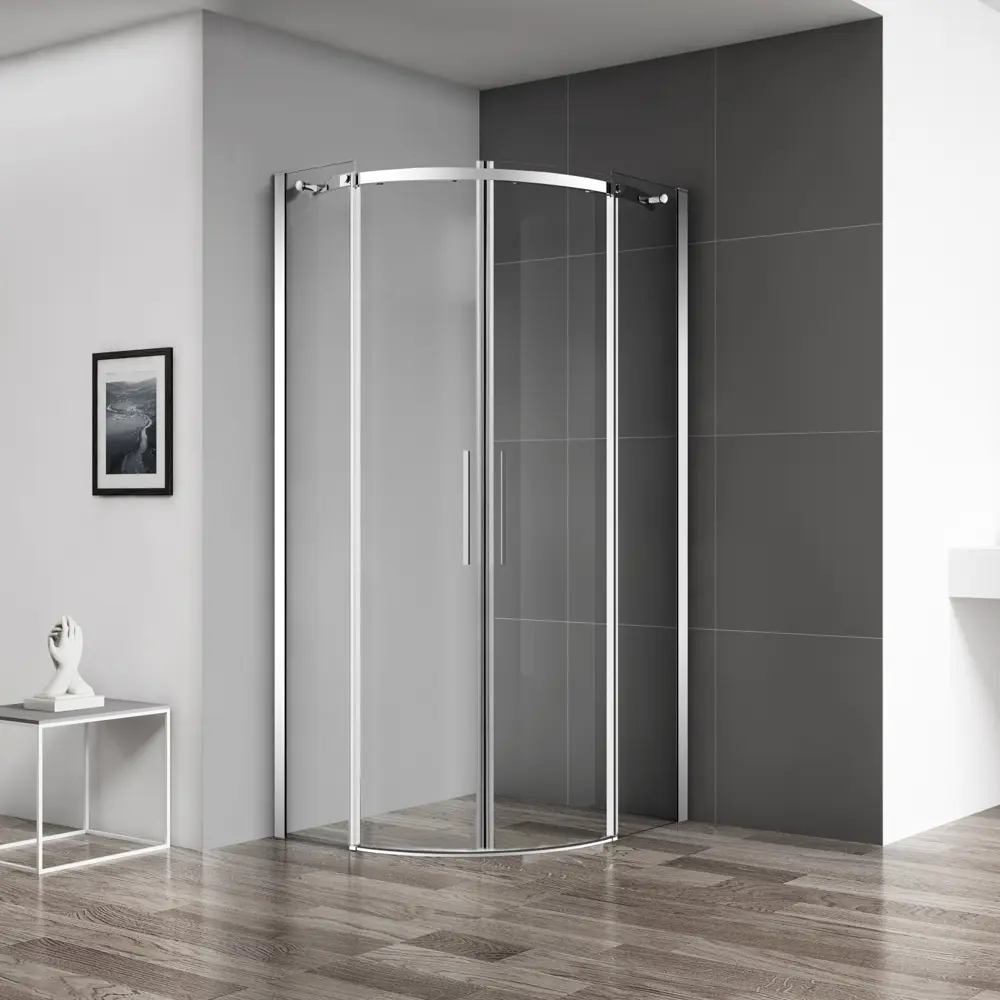 Фото Душевой уголок Belbagno Acqua ACQUA-R-2-90-C-Cr 1/4 круга 90x90см серебристый блеск профиль эффект стекла прозрачный Фото Душевой уголок Belbagno Acqua ACQUA-R-2-90-C-Cr 1/4 круга 90x90см серебристый блеск профиль эффект стекла прозрачный