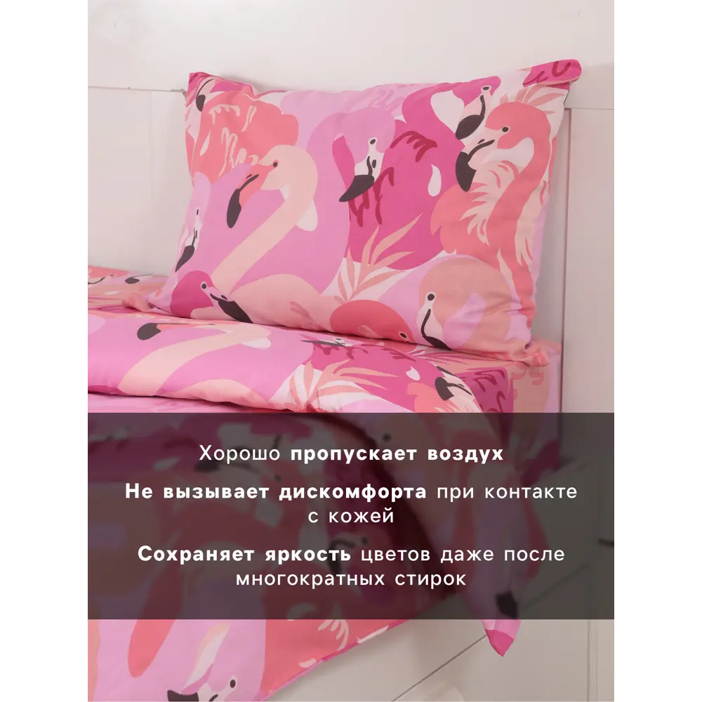 Фото 2 Комплект постельного белья Этель Flamingo garden хлопок 1-спальный наволочка 50 x 70- 1 шт цвет разноцветный Фото 2 Комплект постельного белья Этель Flamingo garden хлопок 1-спальный наволочка 50 x 70- 1 шт цвет разноцветный