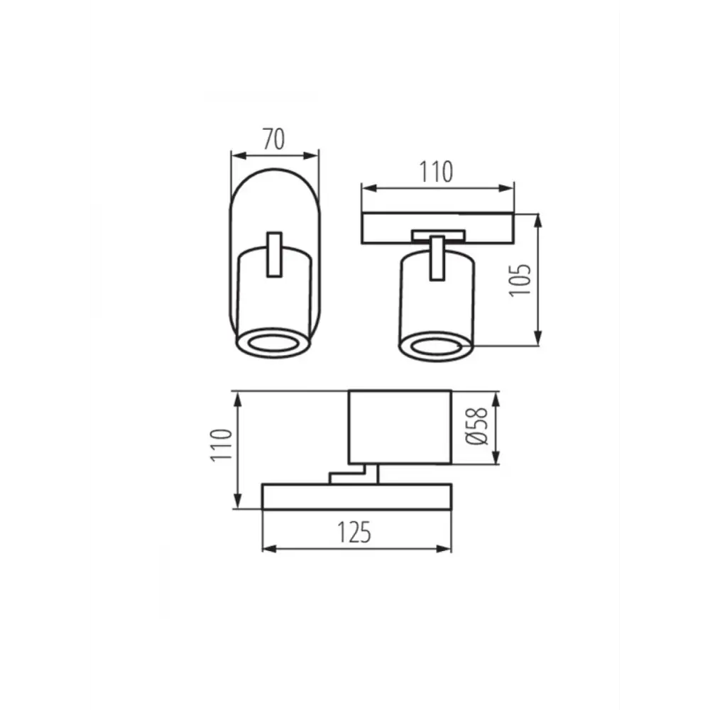 Фото 2 Спот настенно-потолочный KANLUX LAURIN EL-1O W Фото 2 Спот настенно-потолочный KANLUX LAURIN EL-1O W