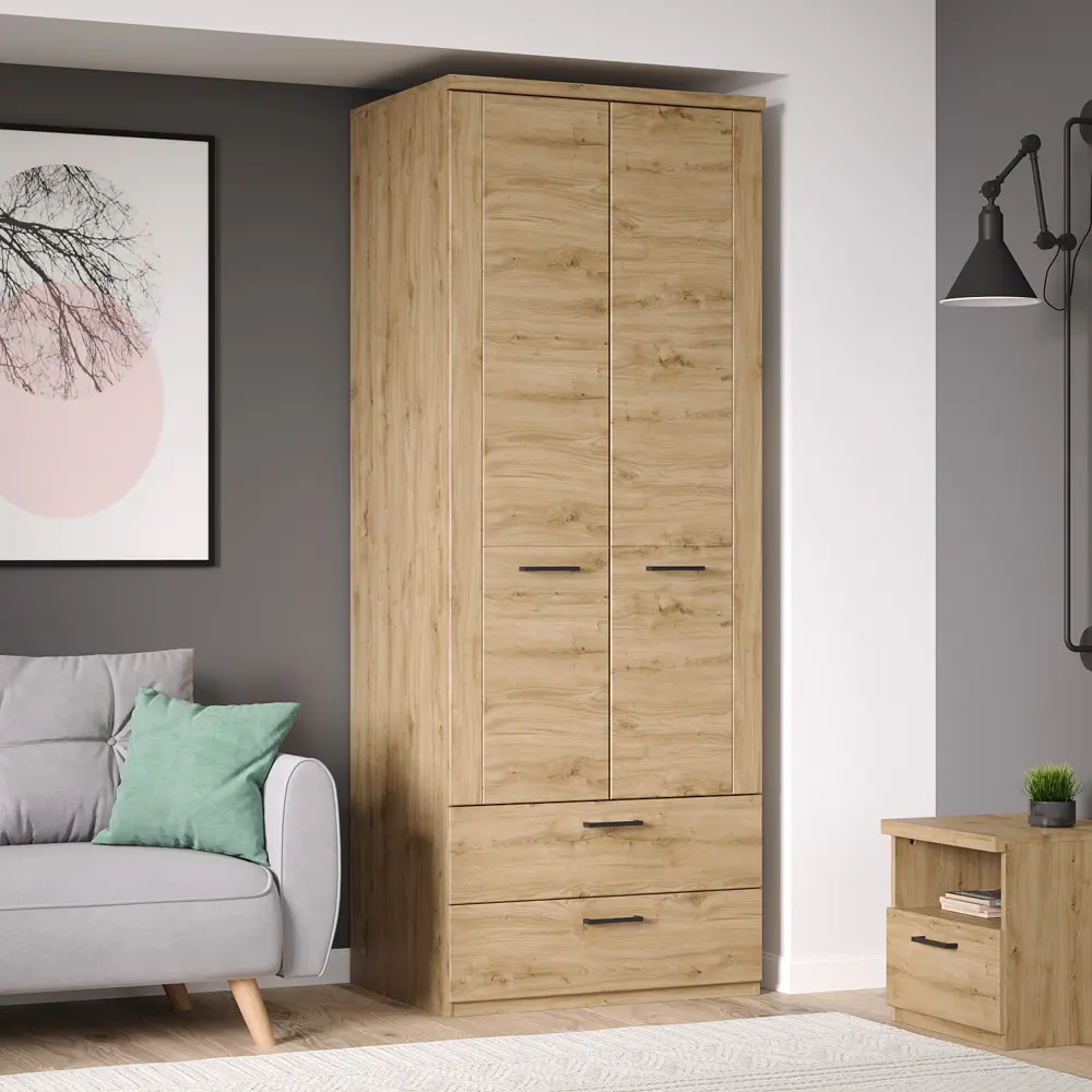 Фото 3 Шкаф распашной Анрэкс Doorset 80.2x210.4x60.9 см ЛДСП цвет дуб навара