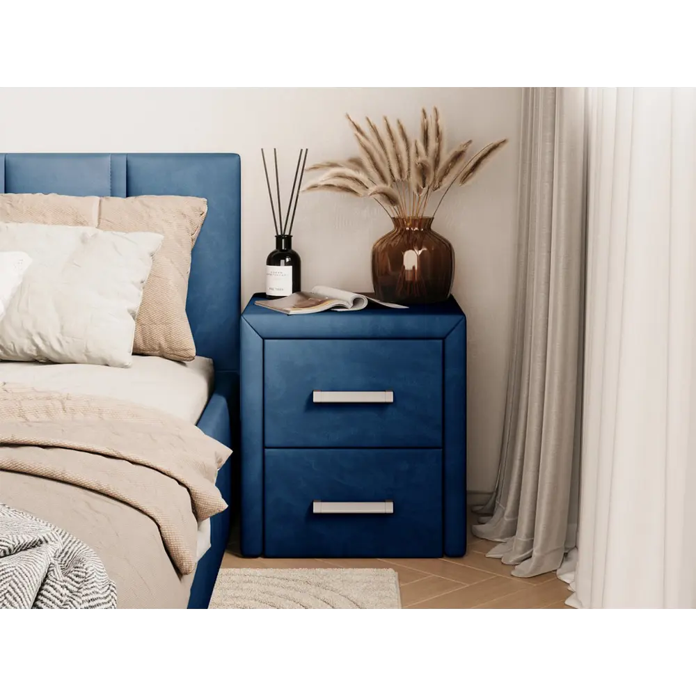 Фото 3 Тумба прикроватная Правила мебели Женева 42x49.5x37.5 см 2 ящика ЛДСП цвет синий Фото 3 Тумба прикроватная Правила мебели Женева 42x49.5x37.5 см 2 ящика ЛДСП цвет синий