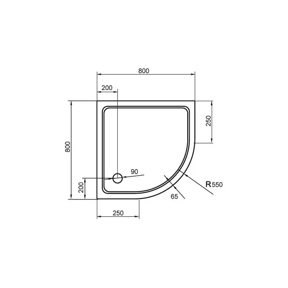 Фото 3 Душевой поддон Cezares 18813 1/4 круга пластик 80x80см Фото 3 Душевой поддон Cezares 18813 1/4 круга пластик 80x80см