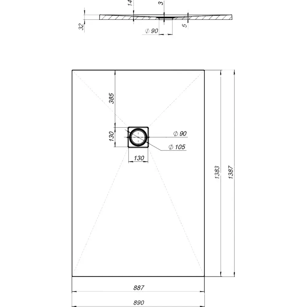 Фото 7 Душевой поддон Aquanet Pleasure NEW 247020 прямоугольный искусственный камень 89x138.7см