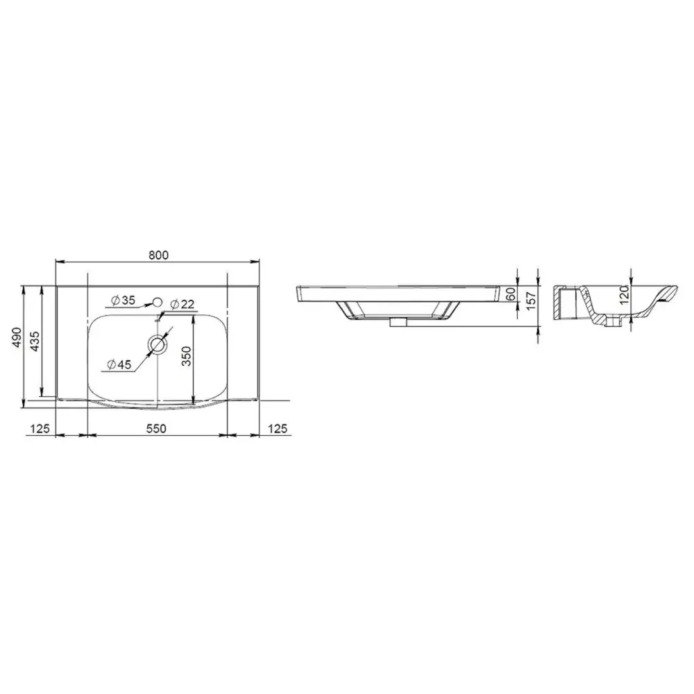 Фото 4 Раковина накладная Am.pm Like 80см цвет белый M80-WCC0802WG-F0700P22