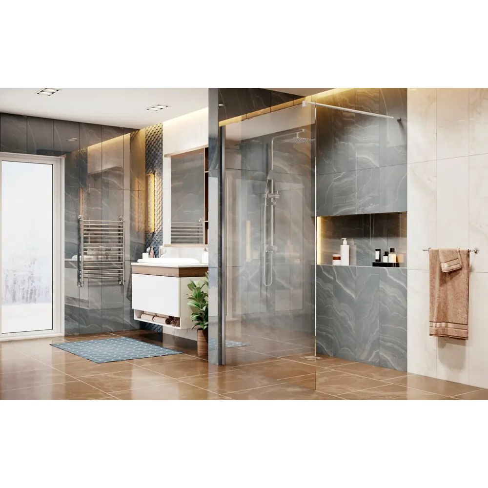 Фото 2 Душевая перегородка Ambassador 15031102 100x200см хром профиль стекло прозрачное