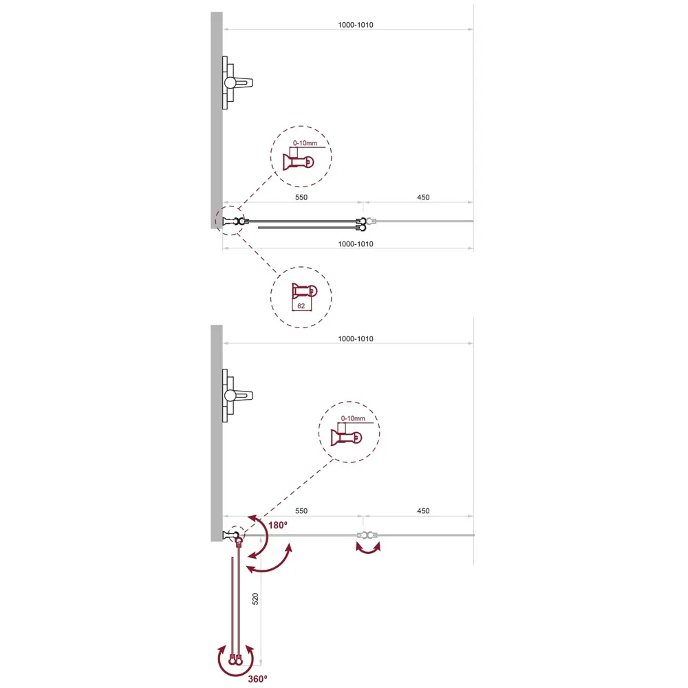 Фото 5 Ширма на ванну belbagno UNO-V-2-100/150-C-Cr 100x150см