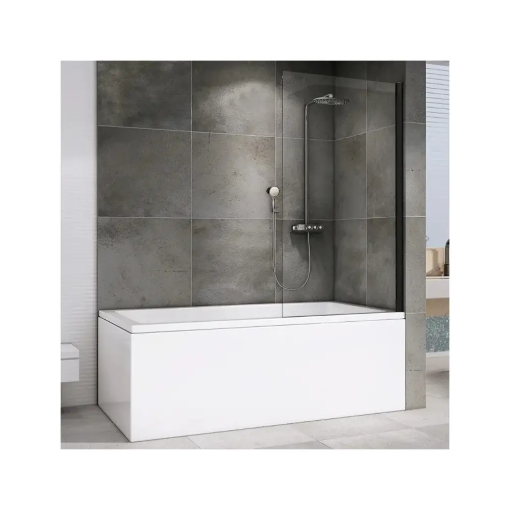 Фото Ширма на ванну Abber AG71100B 100x140 см черный, стекло прозрачное Фото Ширма на ванну Abber AG71100B 100x140 см черный, стекло прозрачное