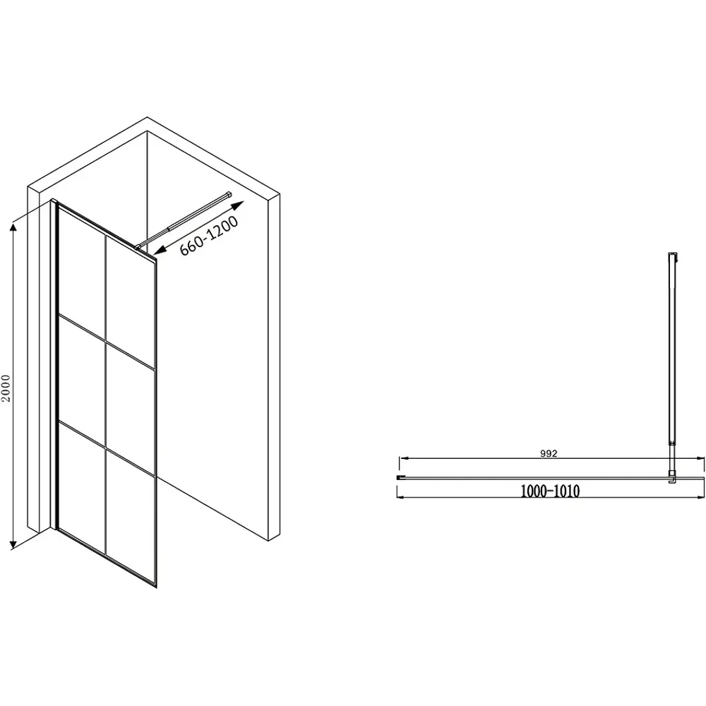 Фото 5 Душевая перегородка Abber AG62100B8 100x200см черный профиль стекло прозрачное Фото 5 Душевая перегородка Abber AG62100B8 100x200см черный профиль стекло прозрачное