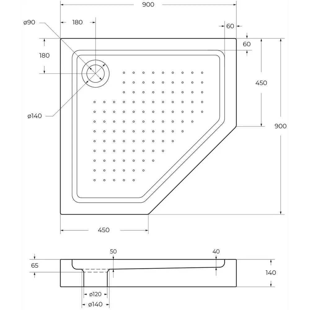Фото 5 Душевой поддон Belbagno TRAY-BB-P-90-15-W пятиугольный акриловый 90x90 см Фото 5 Душевой поддон Belbagno TRAY-BB-P-90-15-W пятиугольный акриловый 90x90 см