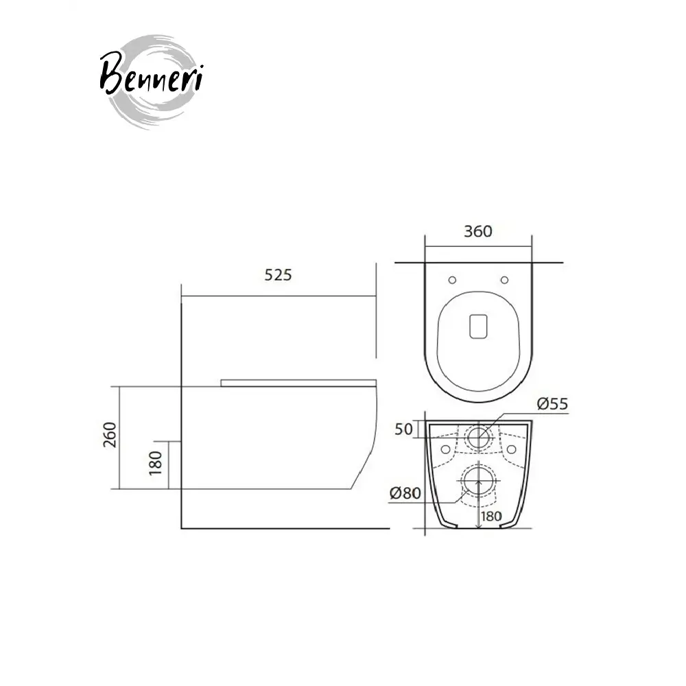 Фото 14 Комплект инсталляция и унитаз Benneri B4.53.015D.AQ1106L с кнопкой и сиденьем микролифт