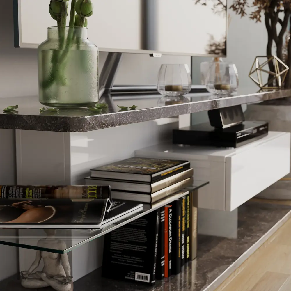 Фото 3 Тумба под телевизор Трия 217359 140x46x44 см ЛДСП цвет темный камень Фото 3 Тумба под телевизор Трия 217359 140x46x44 см ЛДСП цвет темный камень