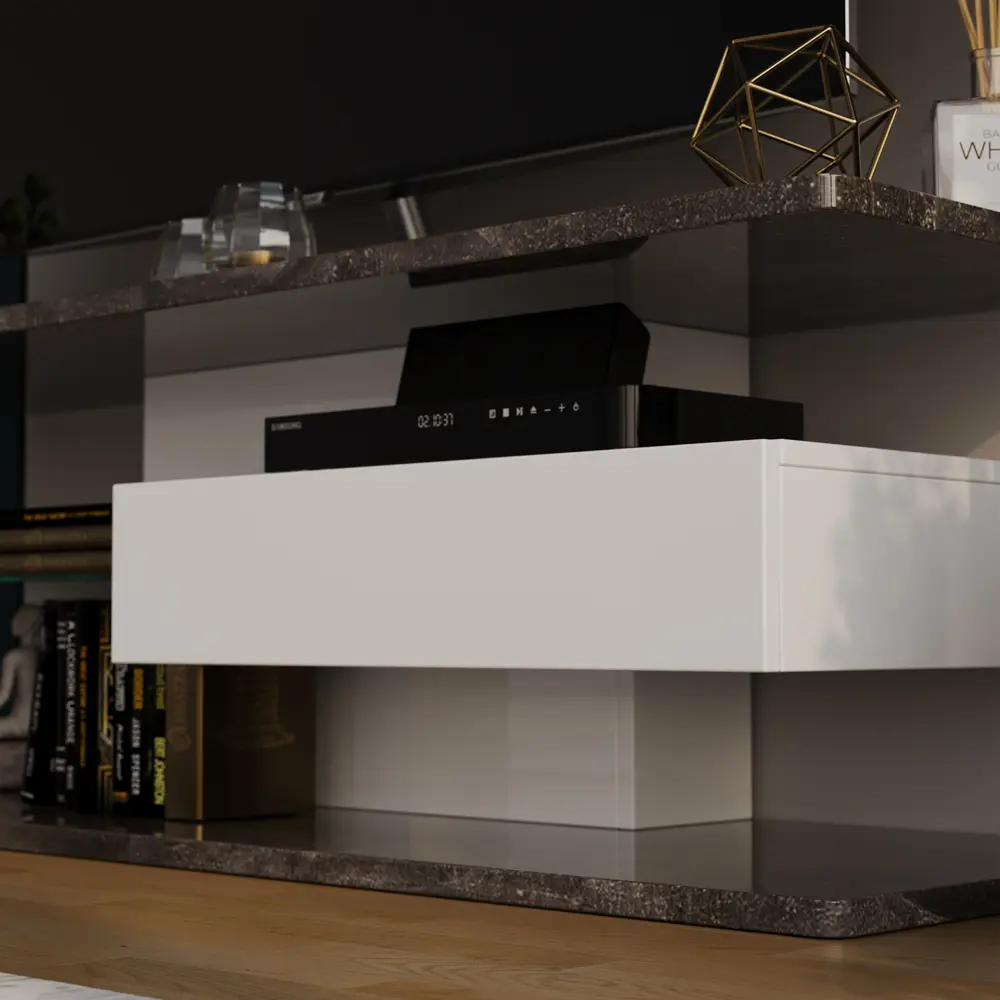 Фото 4 Тумба под телевизор Трия 217359 140x46x44 см ЛДСП цвет темный камень Фото 4 Тумба под телевизор Трия 217359 140x46x44 см ЛДСП цвет темный камень