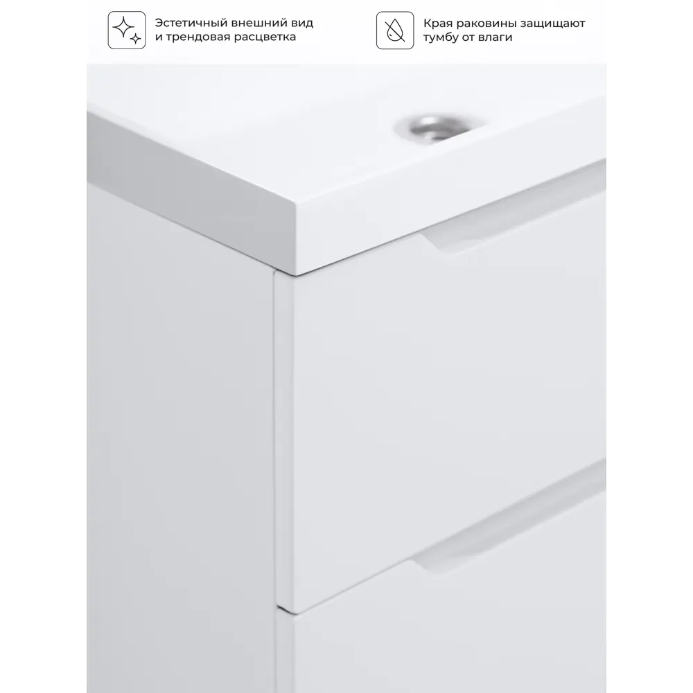 Фото 6 Тумба под раковину подвесная Итана 4657839166993 59см цвет белый глянец, с раковиной Фото 6 Тумба под раковину подвесная Итана 4657839166993 59см цвет белый глянец, с раковиной