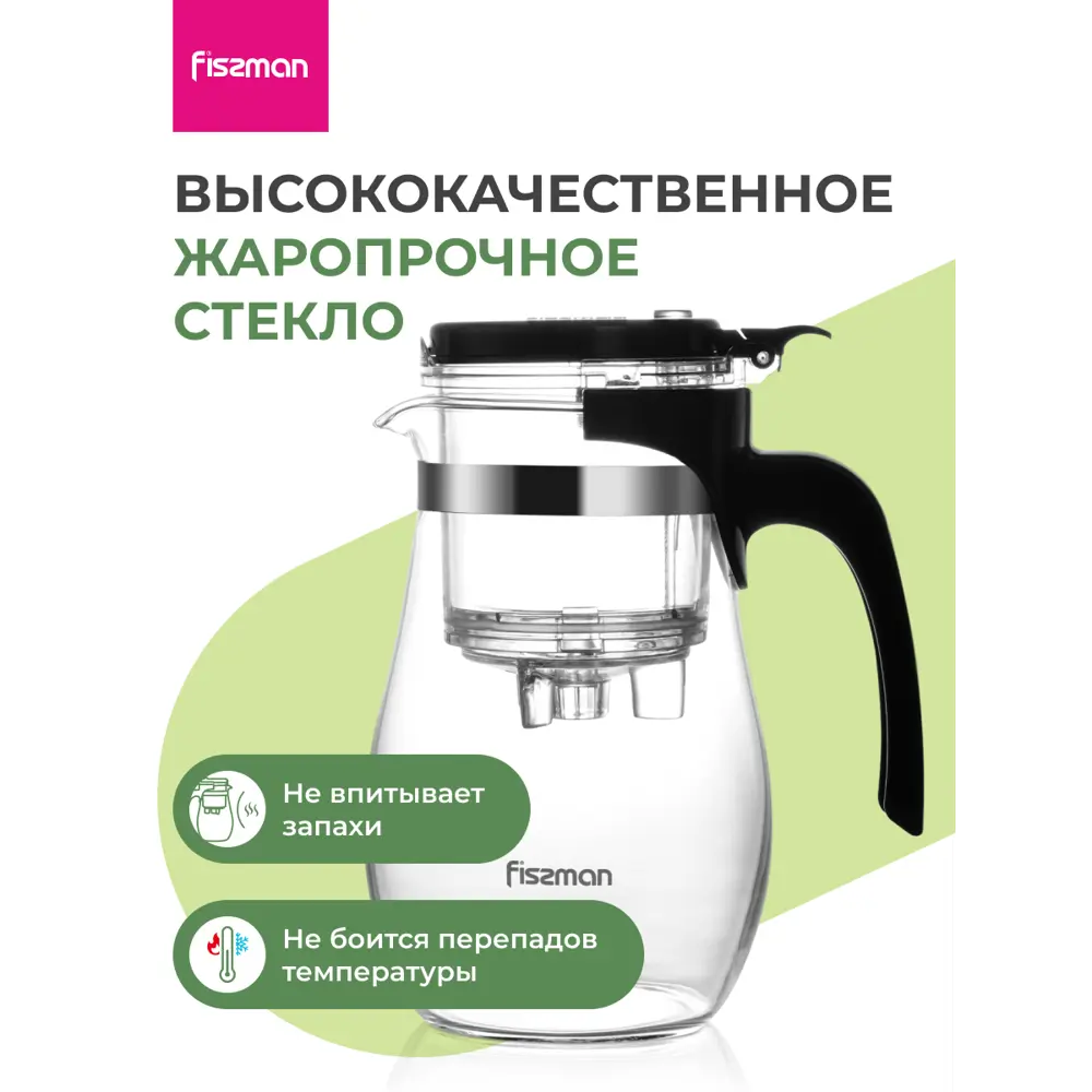 Фото 5 Чайник 900 мл Fissman стекло цвет черно-серый Фото 5 Чайник 900 мл Fissman стекло цвет черно-серый