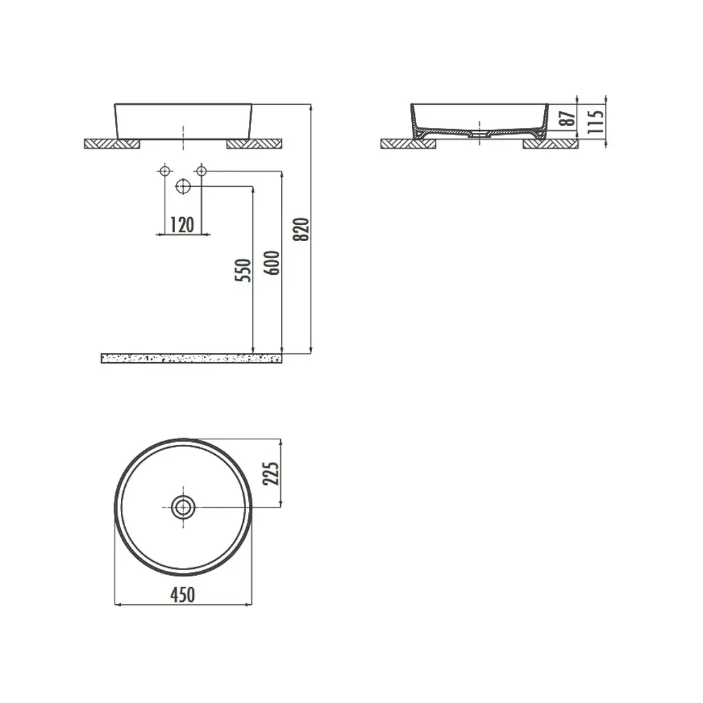 Фото 2 Раковина накладная Creavit Loop LP145-00CB00E-0000 белая глянцевая 45см